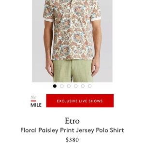 Etro Floral Paisley Print Jersey Polo Shirt; XL- sold out